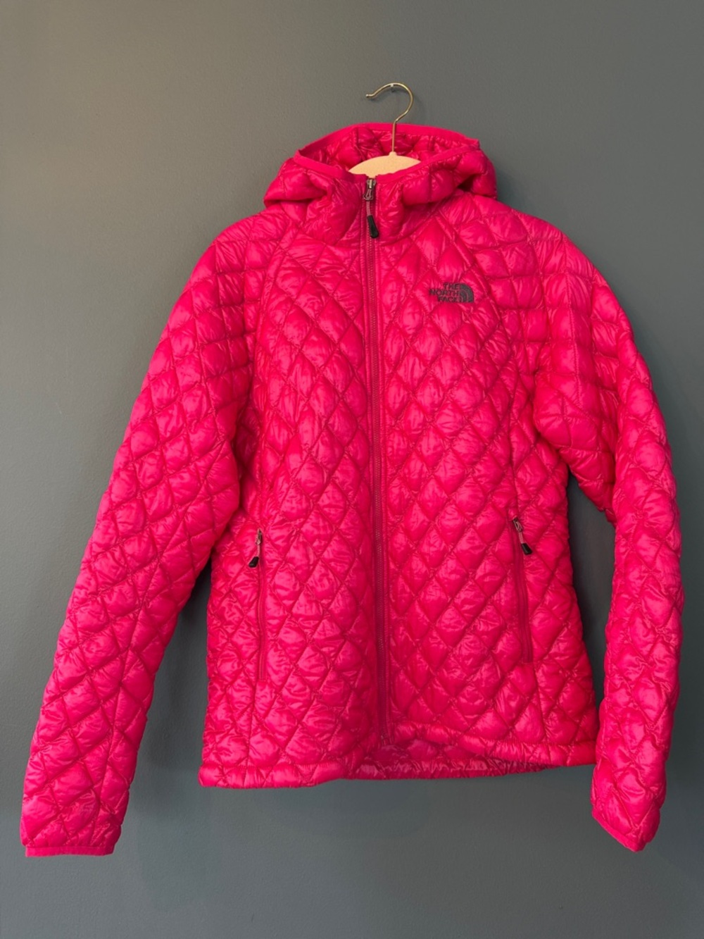 The North Face Hot Pink Thermoball Quilted Hooded Jacket